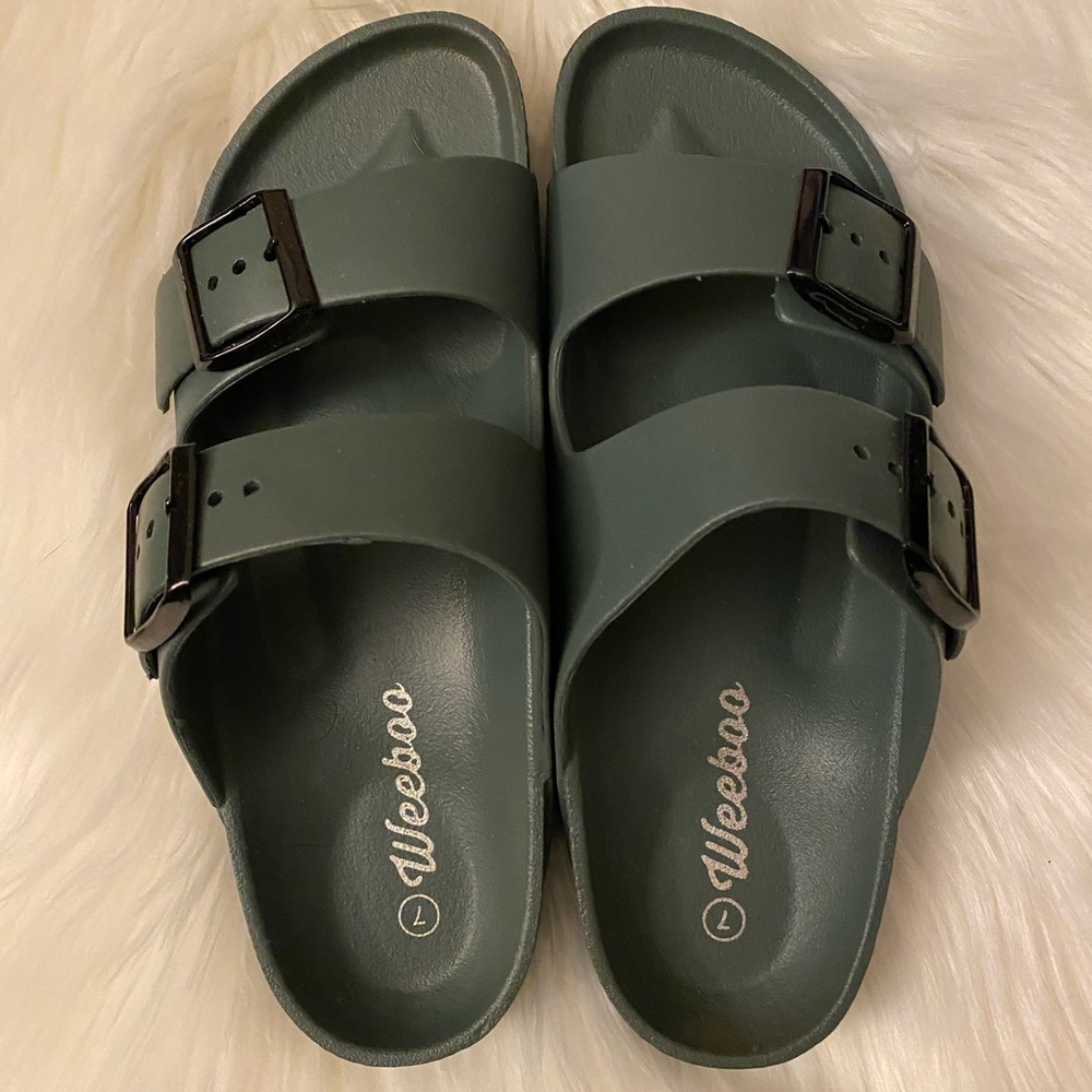 Size 7  Brand new double buckle sandals